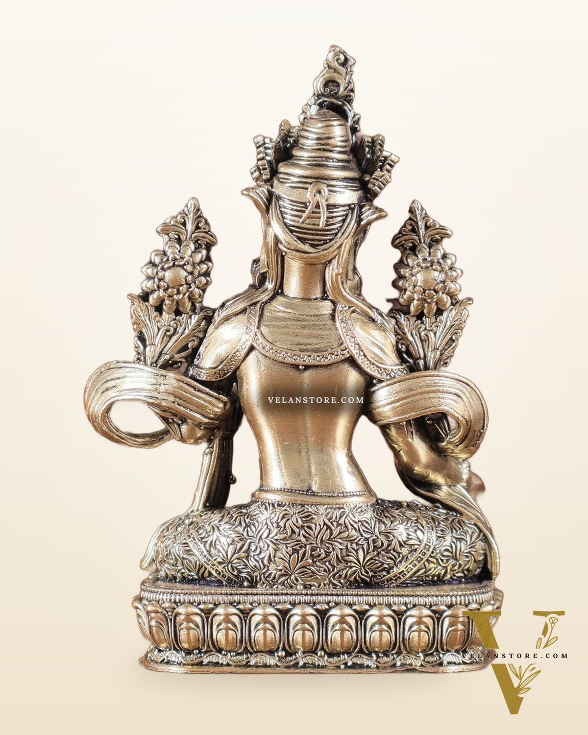 Pure Brass Superfine Tibetan Green Tara Idol 4.5"