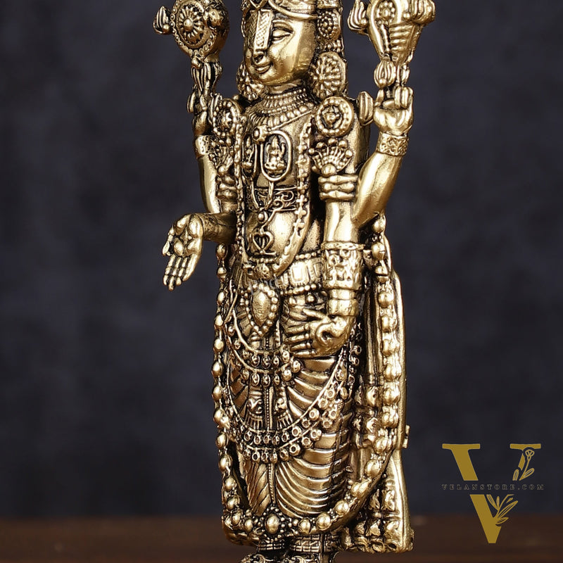 Pure Brass Superfine Tirupati Balaji Idol - Intricately Carved