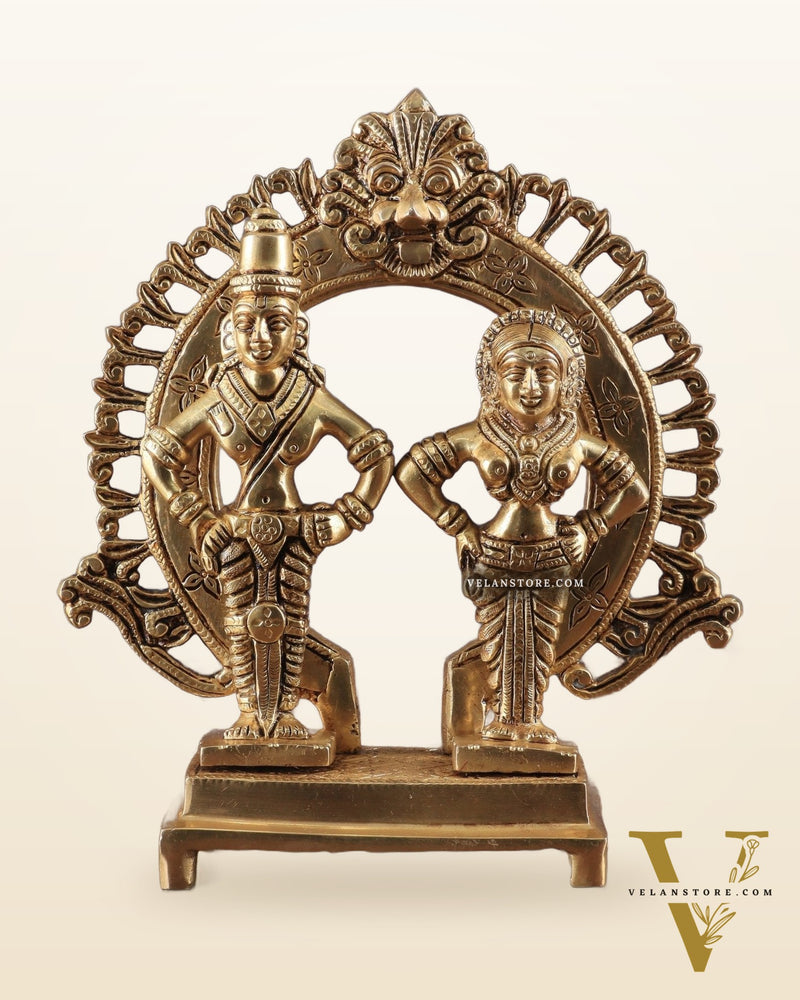 Pure Brass Superfine Vitthal Rukmani Idol with Prabhavali 8.5"