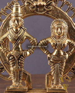 Pure Brass Superfine Vitthal Rukmani Idol with Prabhavali 8.5"