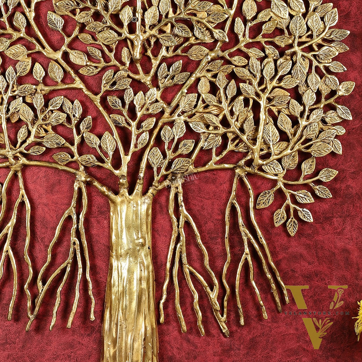 Pure Brass Superfine Wall Hanging Kalpavriksha Bodhi Tree with Hanging Roots 24"