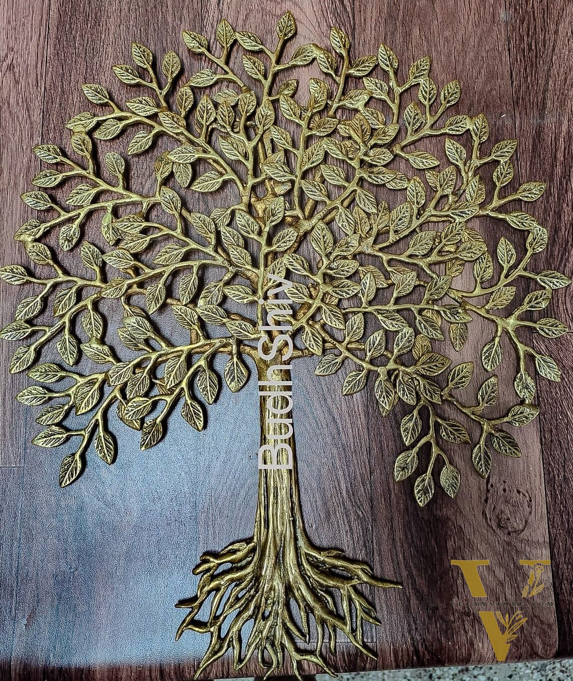 Pure Brass Superfine Wall Hanging Kalpavriksha Bodhi Tree with Roots 20 inch