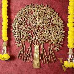 Pure Brass Superfine Wall Hanging Kalpavriksha Bodhi Tree with Hanging Roots 24"