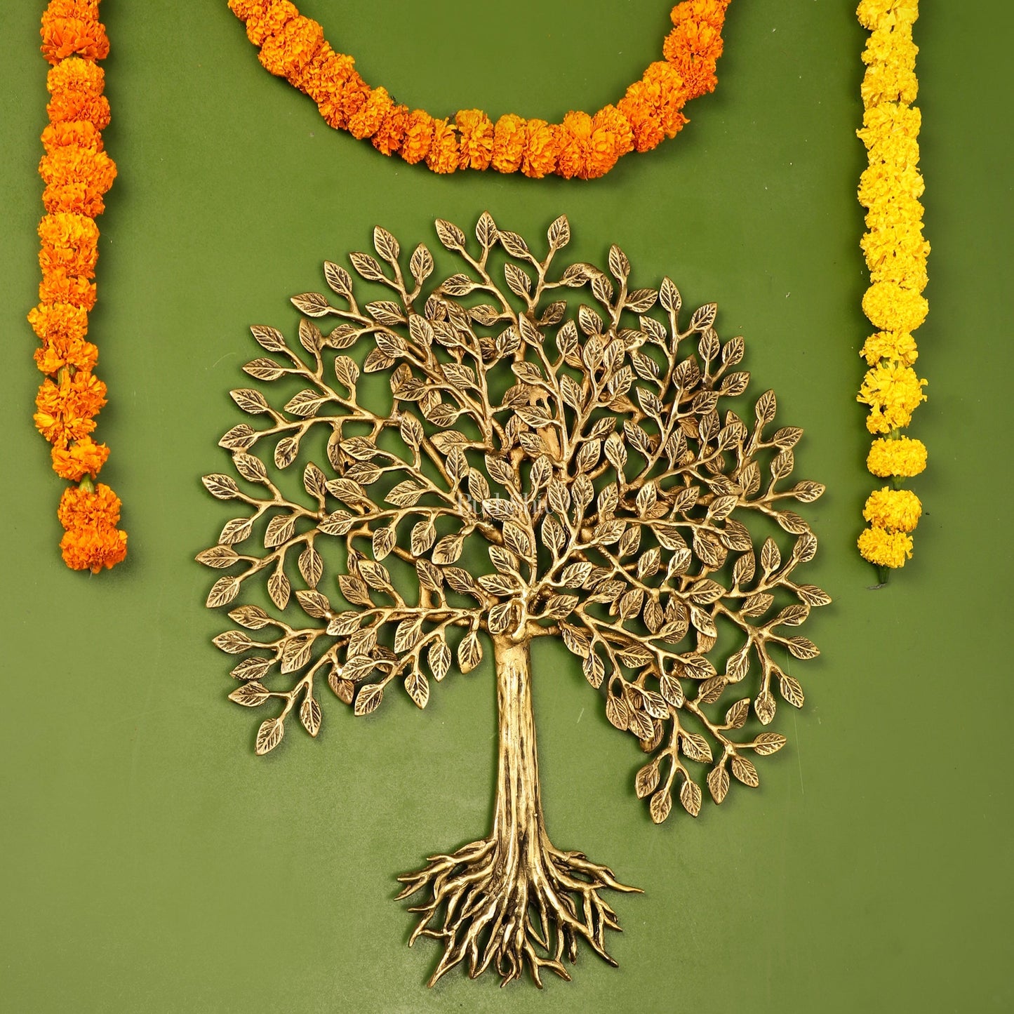 Pure Brass Superfine Wall Hanging Kalpavriksha Bodhi Tree with Roots 20 inch