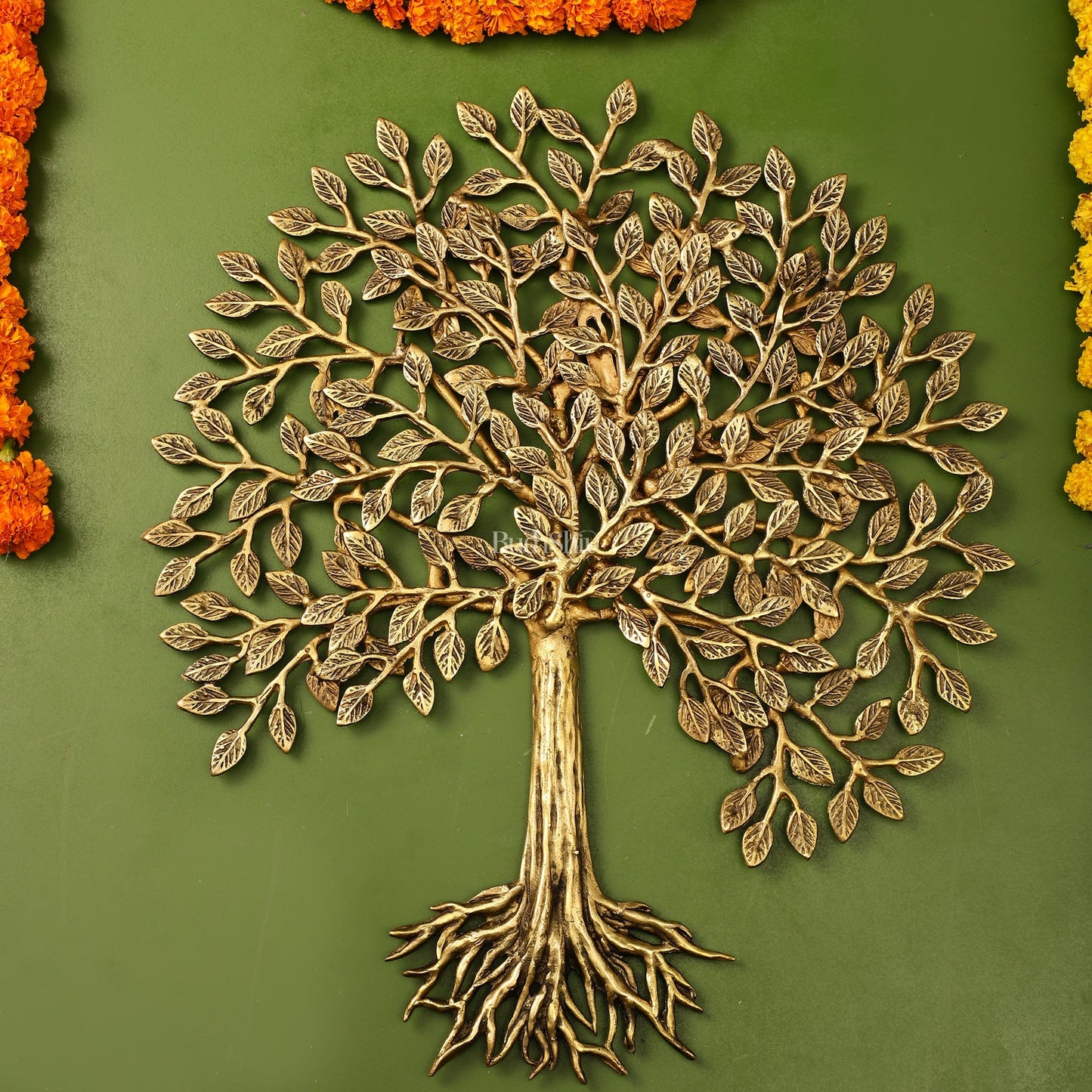 Pure Brass Superfine Wall Hanging Kalpavriksha Bodhi Tree with Roots 20 inch
