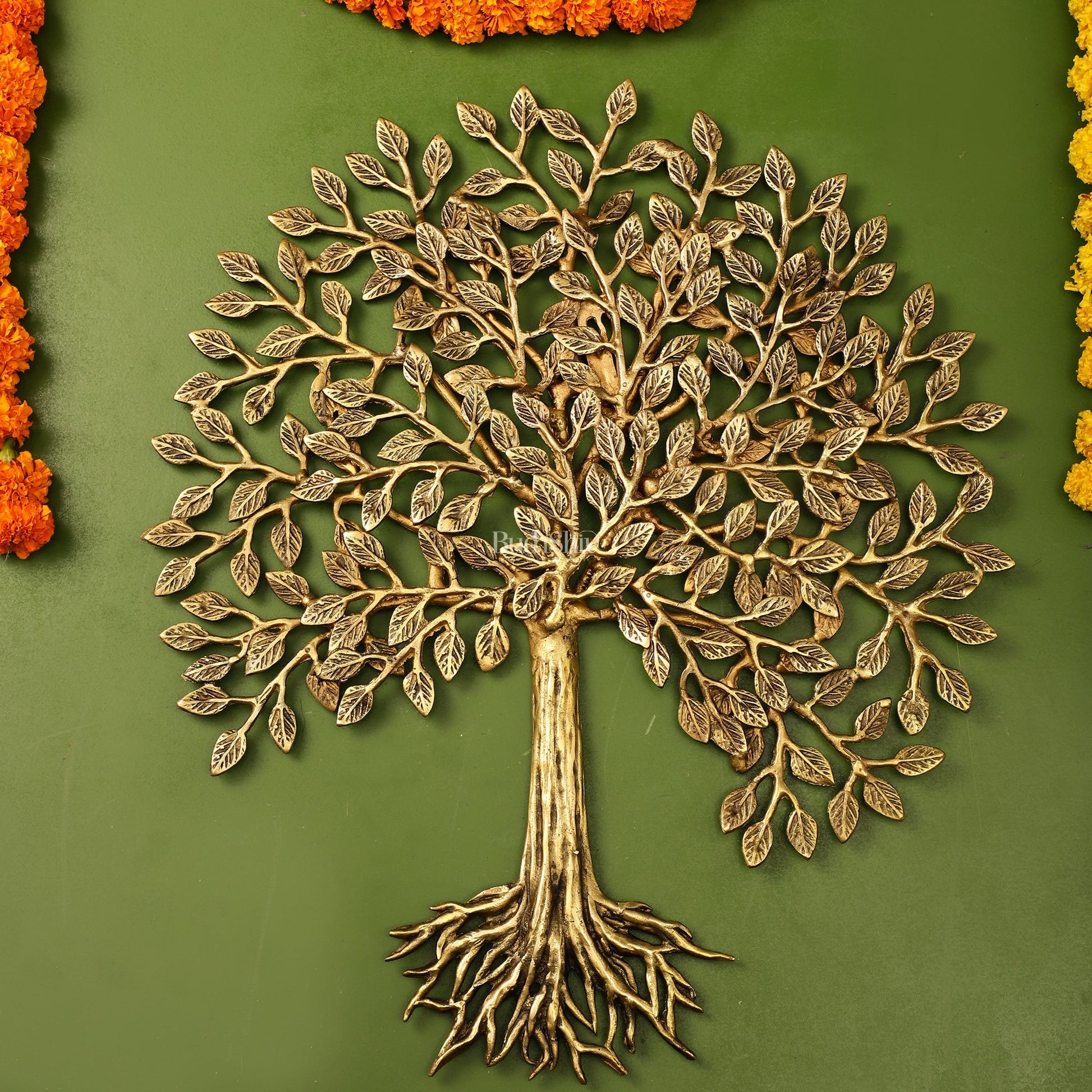 Pure Brass Superfine Wall Hanging Kalpavriksha Bodhi Tree with Roots 20 inch