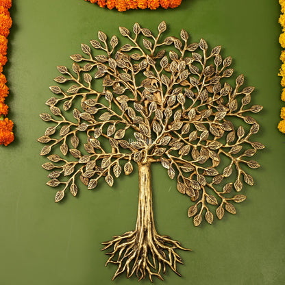 Pure Brass Superfine Wall Hanging Kalpavriksha Bodhi Tree with Roots 20 inch