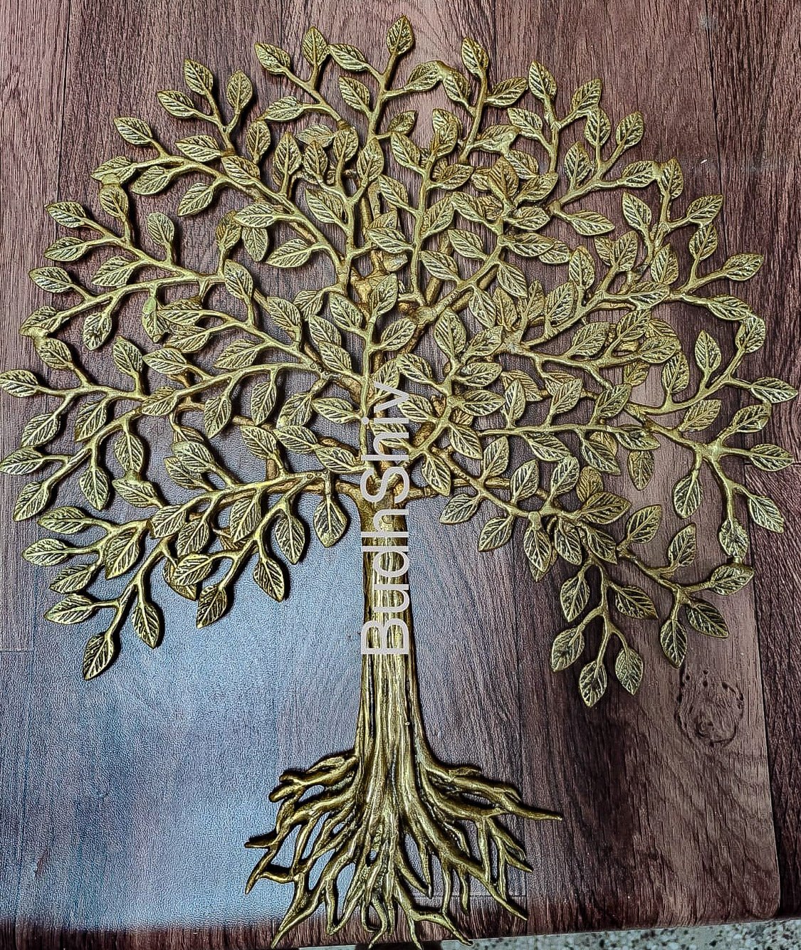 Pure Brass Superfine Wall Hanging Kalpavriksha Bodhi Tree with Roots 20 inch