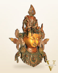 Pure Brass Tara Devi Wall Hanging in Antique Dual-Tone Finish 10.5"