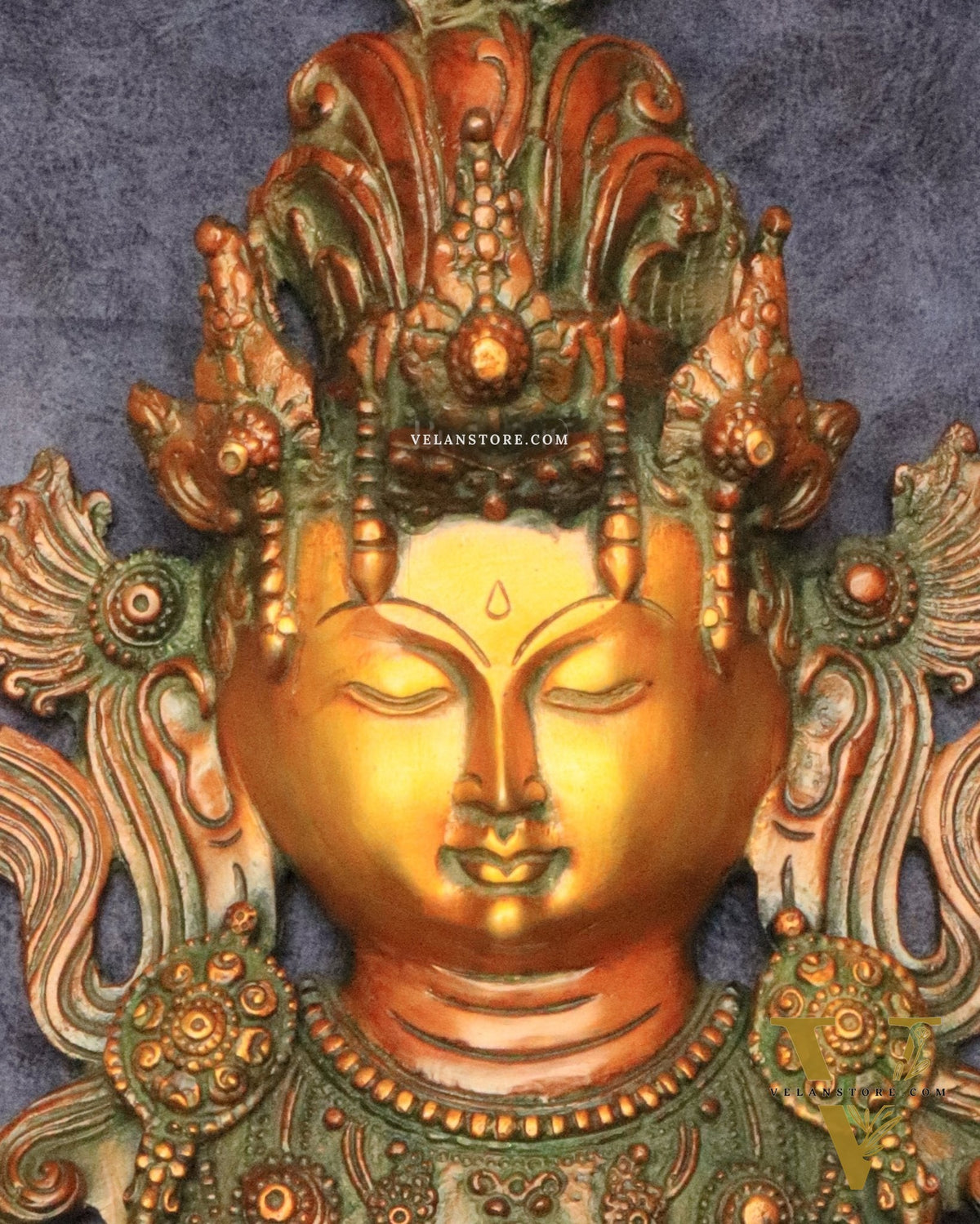Pure Brass Tara Devi Wall Hanging in Antique Dual-Tone Finish 10.5"