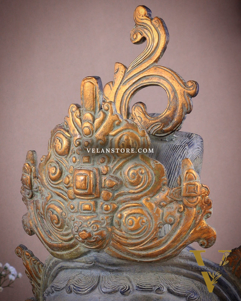 Pure Brass Tara Face Bust Statue – Vintage Sand Finish 12"