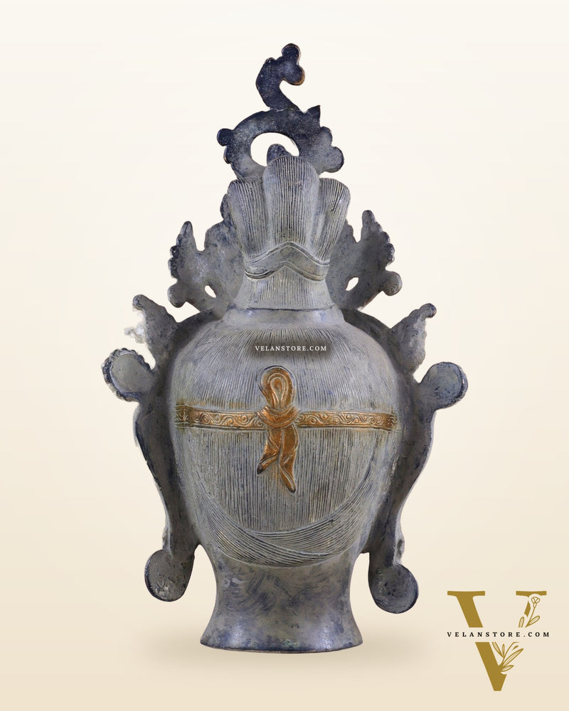 Pure Brass Tara Face Bust Statue – Vintage Sand Finish 12"