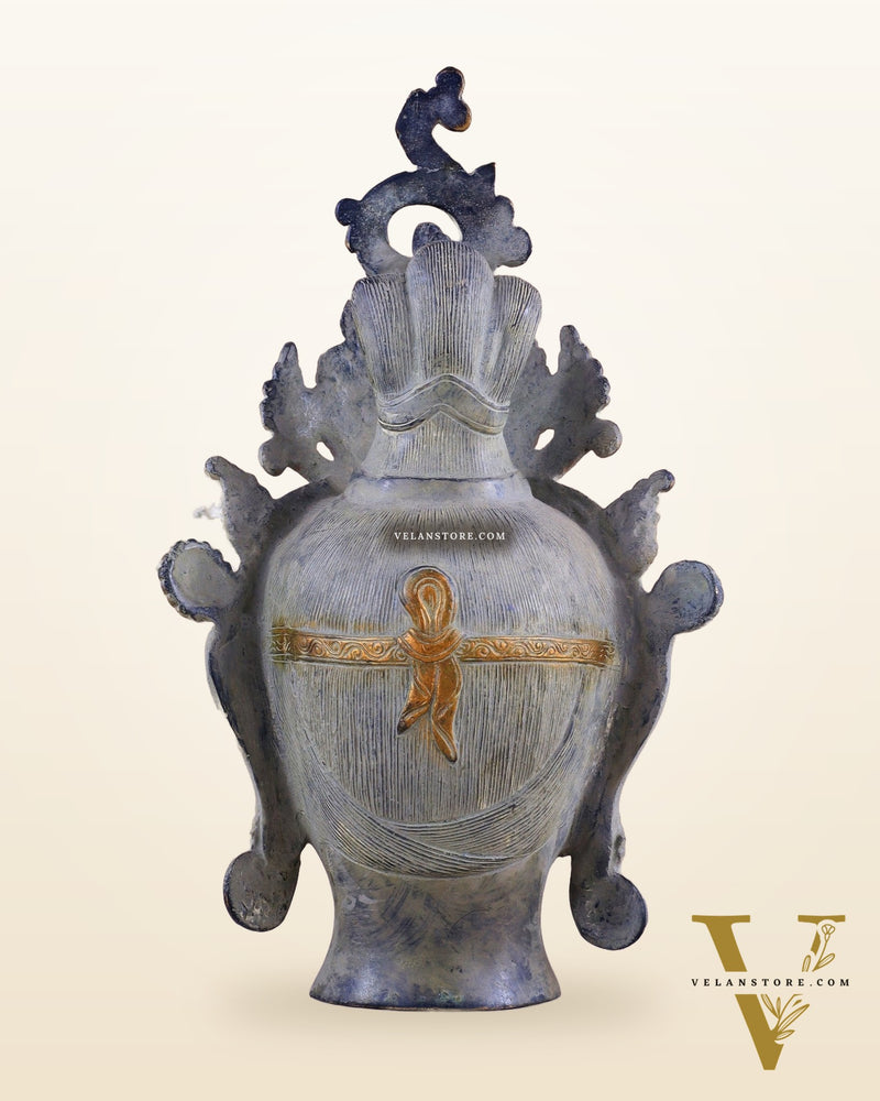 Pure Brass Tara Face Bust Statue – Vintage Sand Finish 12"