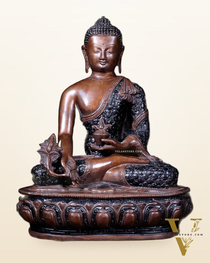 Pure Brass Tibetan Buddha medicine Statue - 13.5" Height