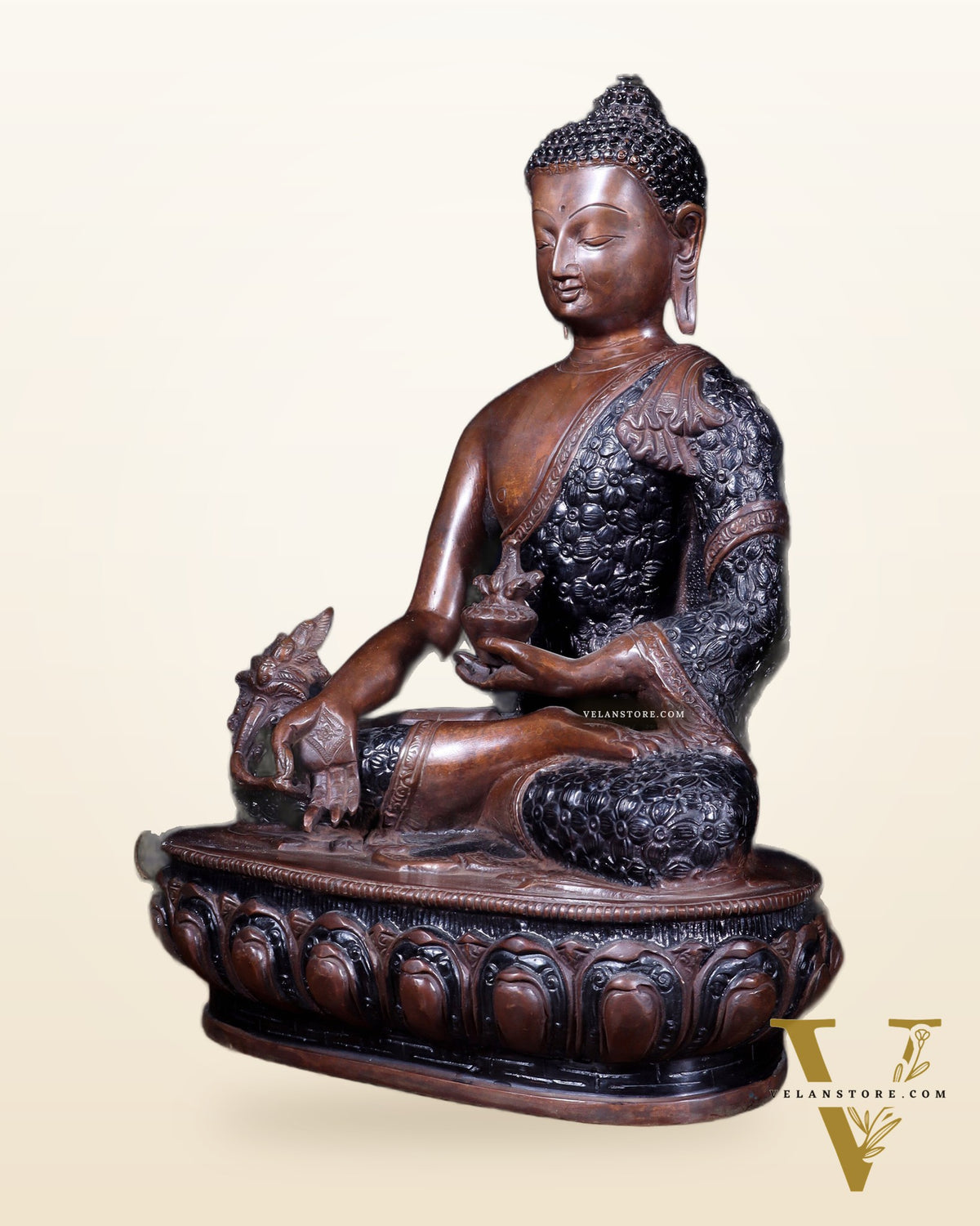 Pure Brass Tibetan Buddha medicine Statue - 13.5" Height