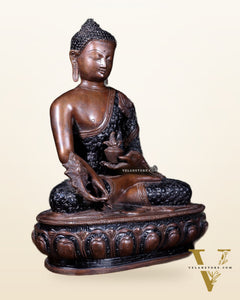 Pure Brass Tibetan Buddha medicine Statue - 13.5" Height