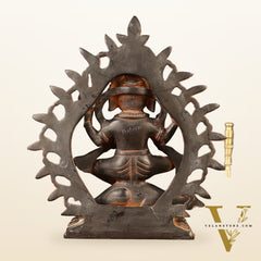 Pure Brass Tibetan Form of Ganapati Seated on Mouse Antique Patina 13"
