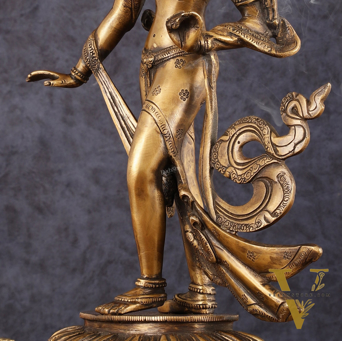 Pure Brass Tibetan Tara Devi Buddhist Goddess Idol - 15" Standing Statue