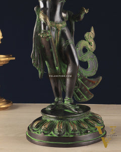 Pure Brass Tibetan Tara Devi Buddhist Goddess Idol - 15" Standing Statue