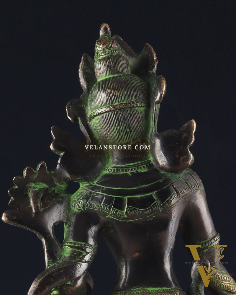 Pure Brass Tibetan Tara Devi Buddhist Goddess Idol - 15" Standing Statue