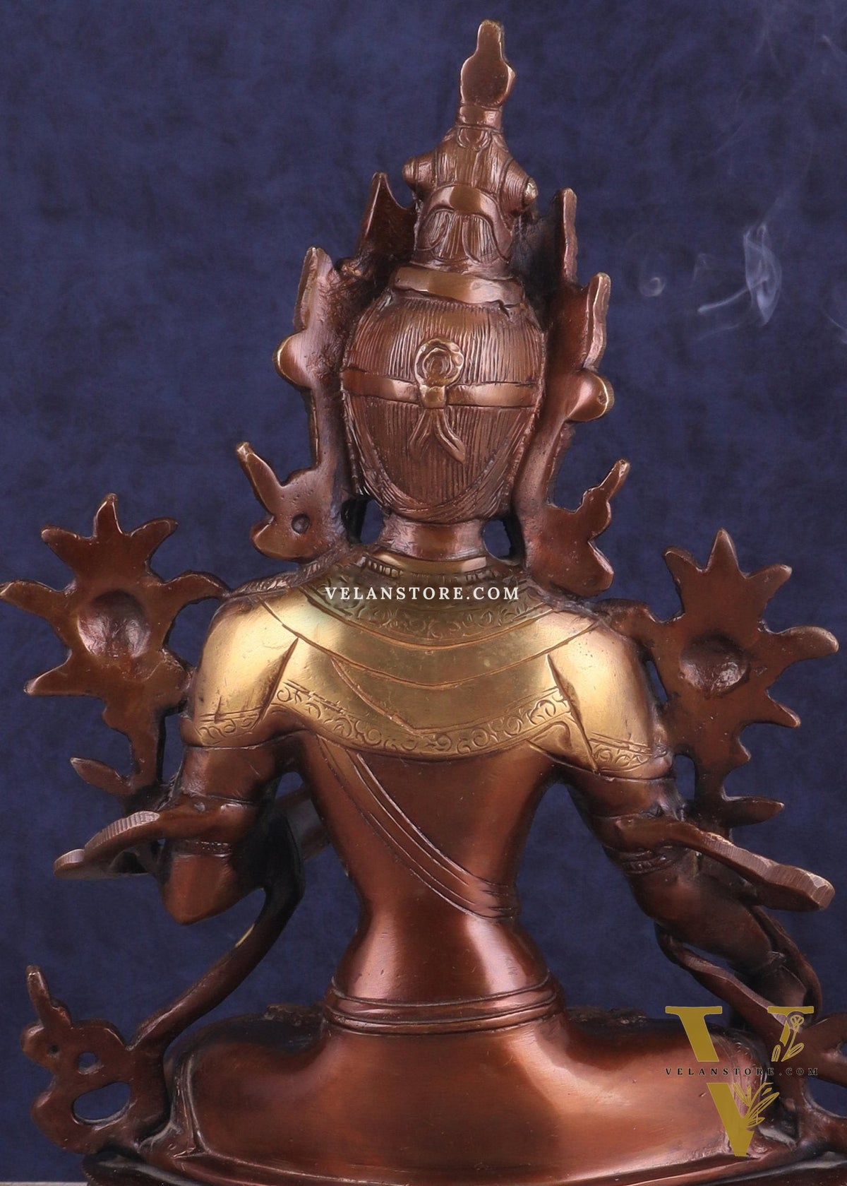 Pure Brass Tibetan White Tara Idol – Copper Gold Finish | 14 Inch