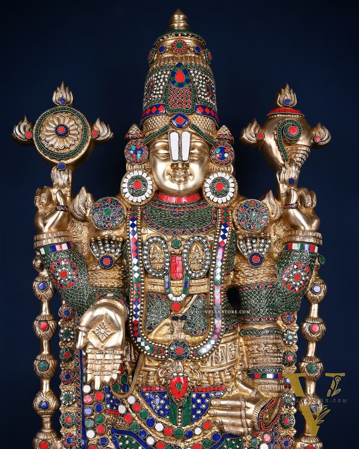 Pure Brass Tirupati Balaji & Goddess Lakshmi set 48" meenakari