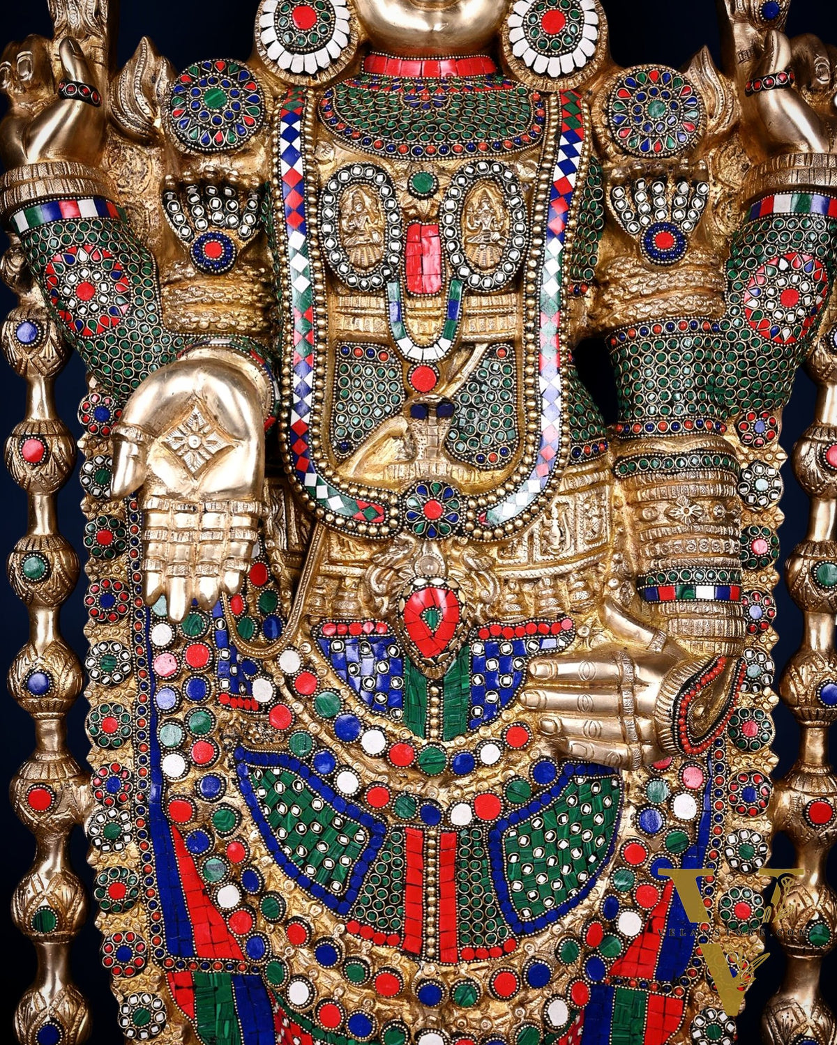 Pure Brass Tirupati Balaji & Goddess Lakshmi set 48" meenakari