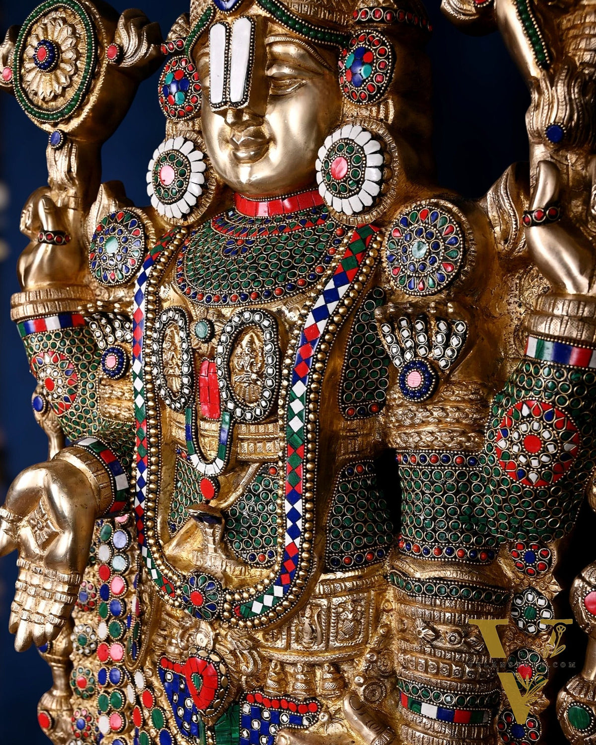 Pure Brass Tirupati Balaji & Goddess Lakshmi set 48" meenakari