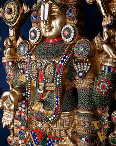 Pure Brass Tirupati Balaji & Goddess Lakshmi set 48" meenakari