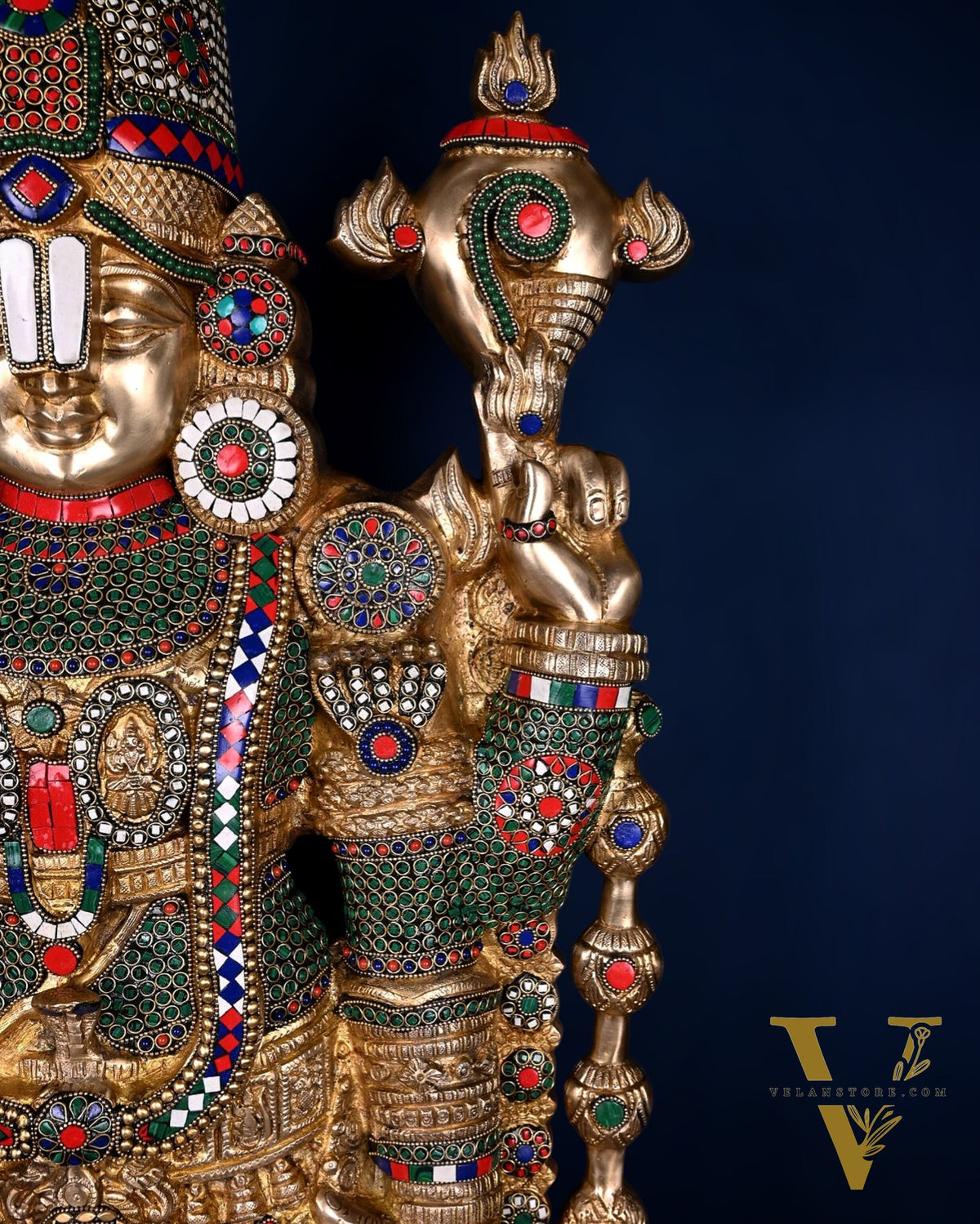 Pure Brass Tirupati Balaji & Goddess Lakshmi set 48" meenakari