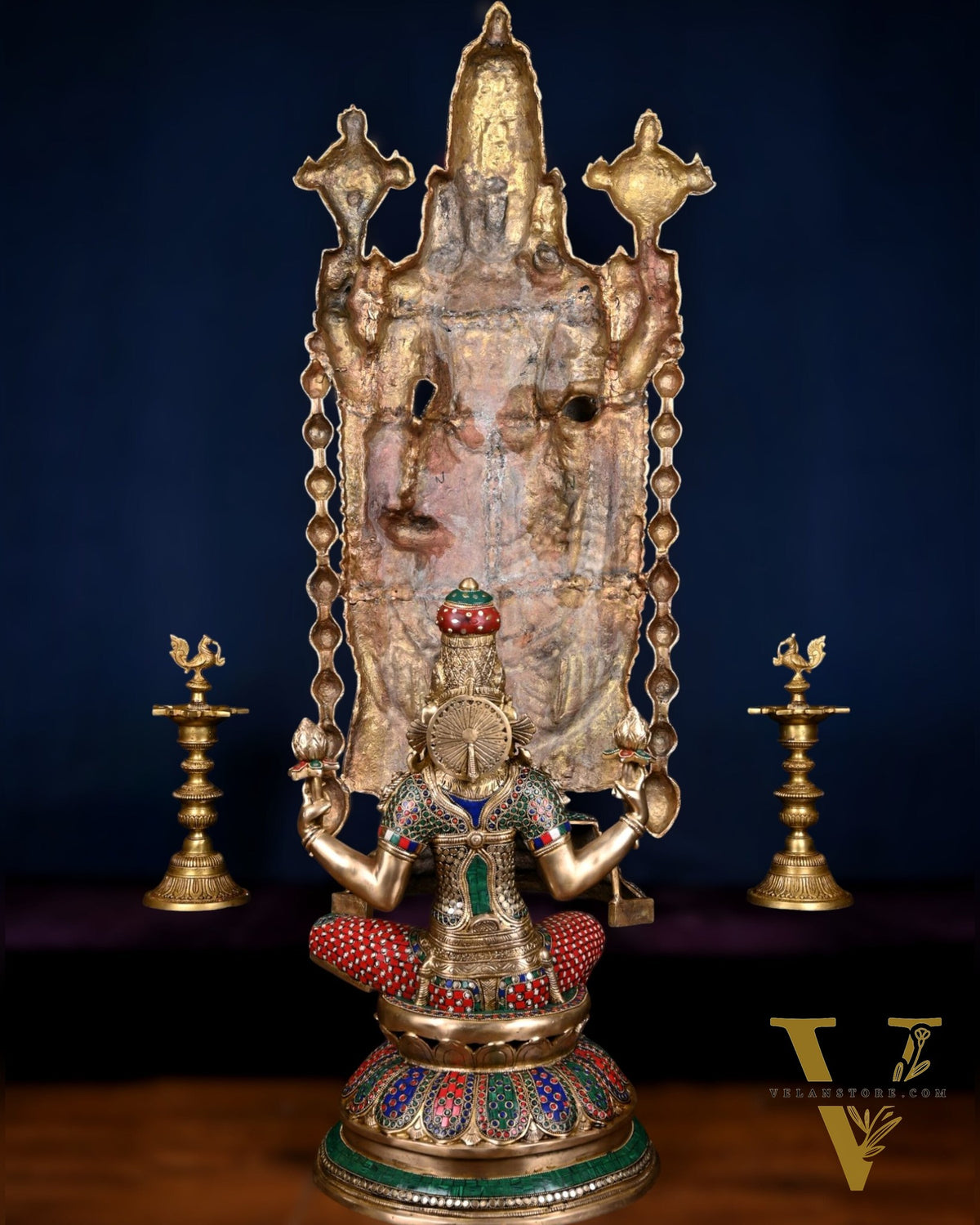 Pure Brass Tirupati Balaji & Goddess Lakshmi set 48" meenakari
