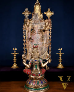Pure Brass Tirupati Balaji & Goddess Lakshmi set 48" meenakari