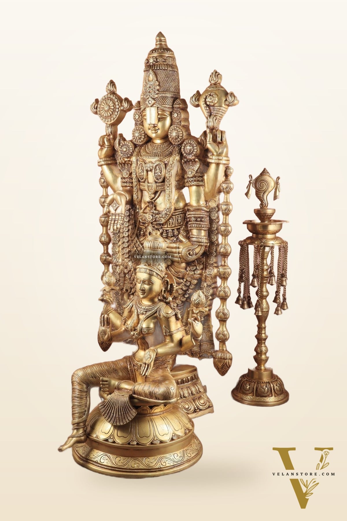 Pure Brass Tirupati Balaji & Goddess Lakshmi set 48"