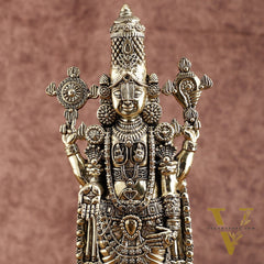 Pure Brass Tirupati Balaji Idol – 12 Inches Tall, Highly Detailed.