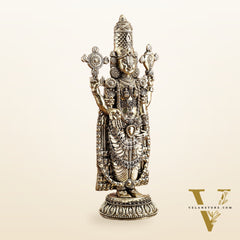 Pure Brass Tirupati Balaji Idol – 12 Inches Tall, Highly Detailed.