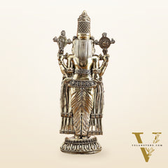 Pure Brass Tirupati Balaji Idol – 12 Inches Tall, Highly Detailed.