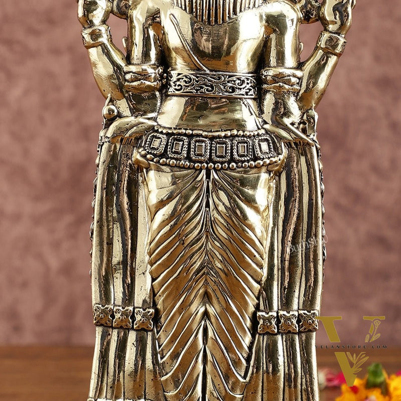Pure Brass Tirupati Balaji Idol – 12 Inches Tall, Highly Detailed.
