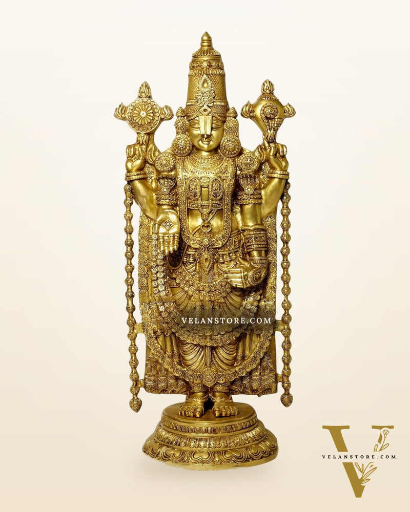 Pure Brass Tirupati Balaji Idol - 48" full body