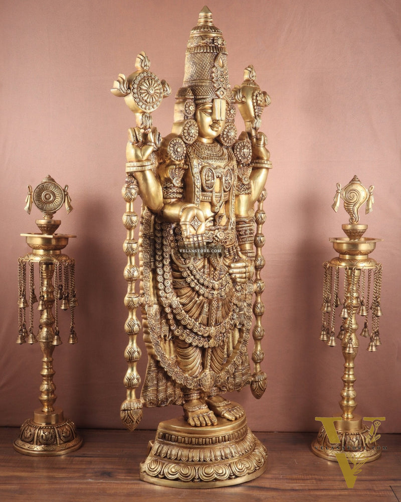 Pure Brass Tirupati Balaji Idol - 48"