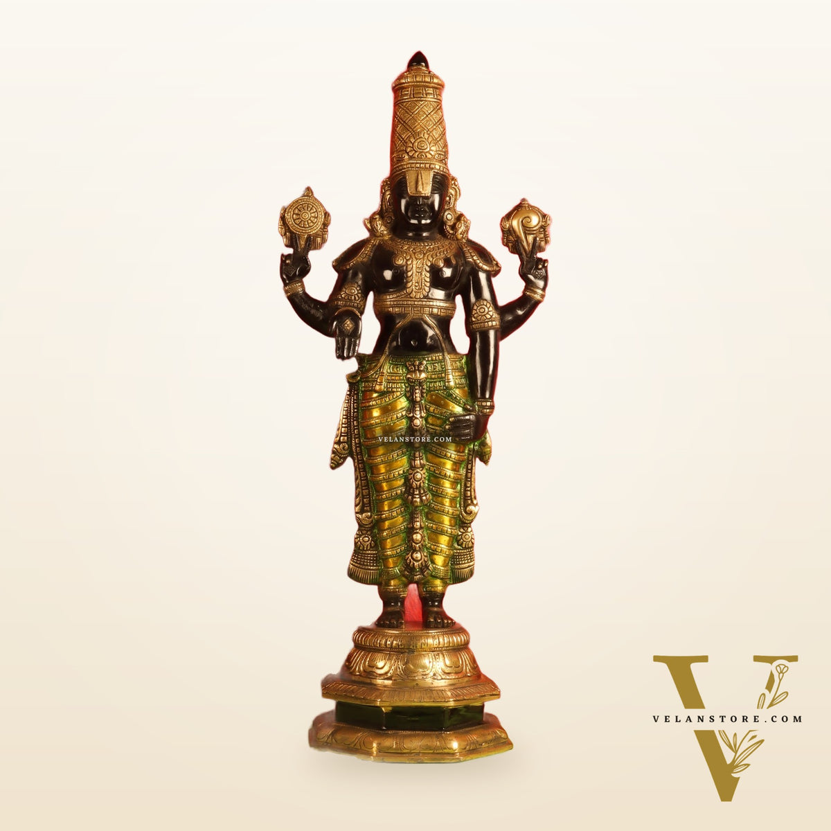 Pure Brass Tirupati Balaji Idol | Lord Venkateshwara | 33.5 Inch