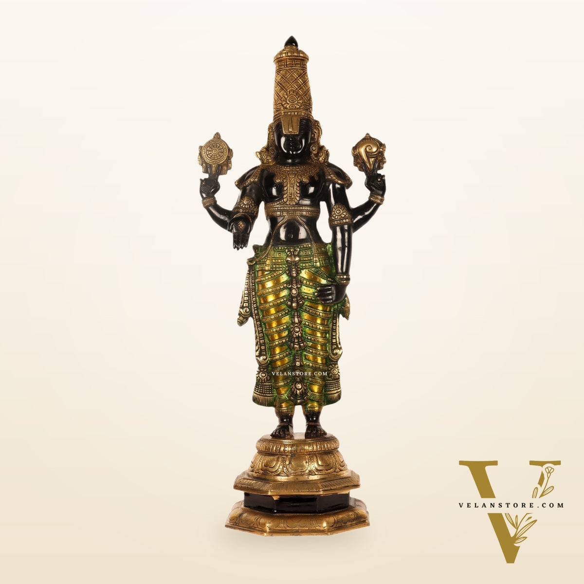 Pure Brass Tirupati Balaji Idol | Lord Venkateshwara | 33.5 Inch