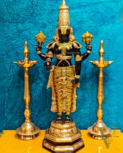 Pure Brass Tirupati Balaji Idol | Lord Venkateshwara's Divine Form | 33 inch