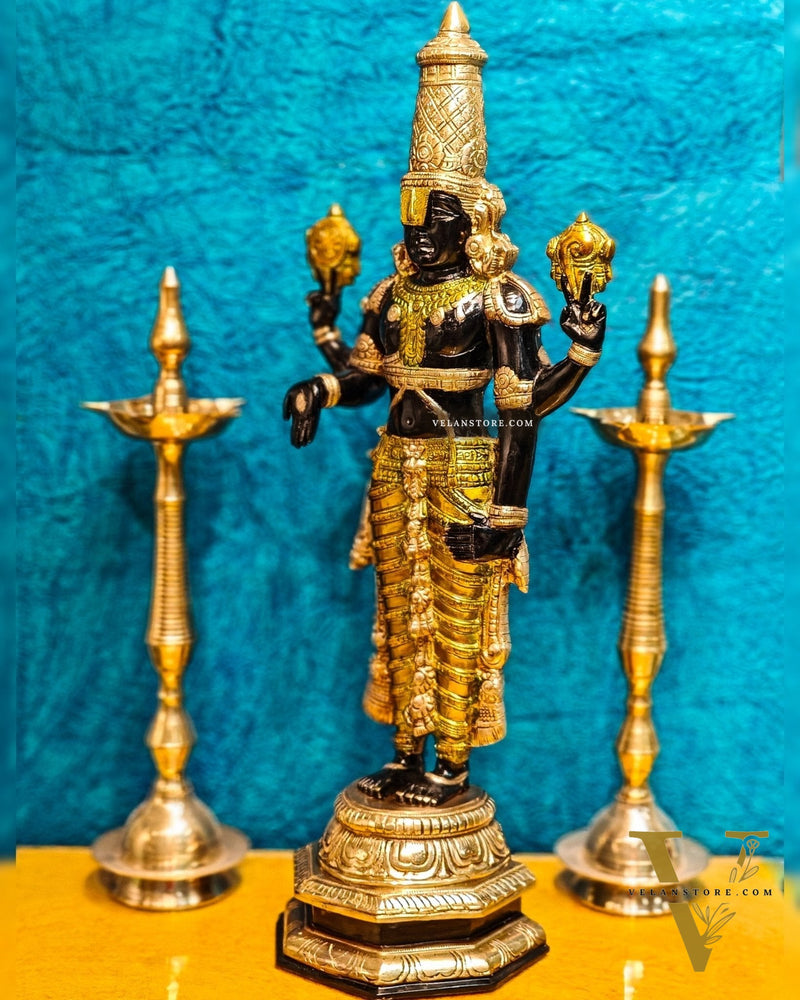 Pure Brass Tirupati Balaji Idol | Lord Venkateshwara's Divine Form | 33 inch