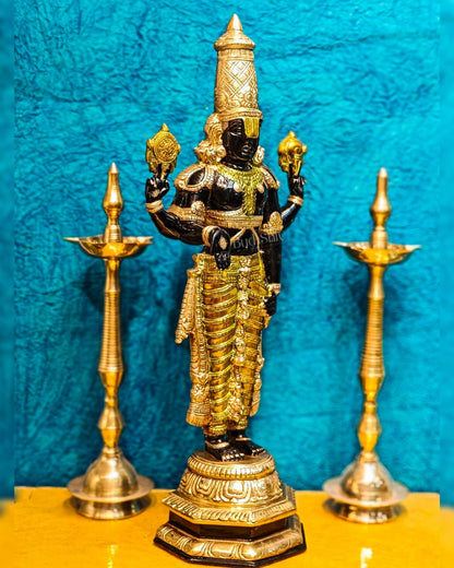 Pure Brass Tirupati Balaji Idol | Lord Venkateshwara's Divine Form | 33 inch