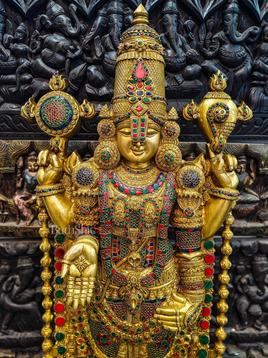 Pure Brass Tirupati Balaji Idol | Lord Venkateshwara's Divine Form | 48 inch