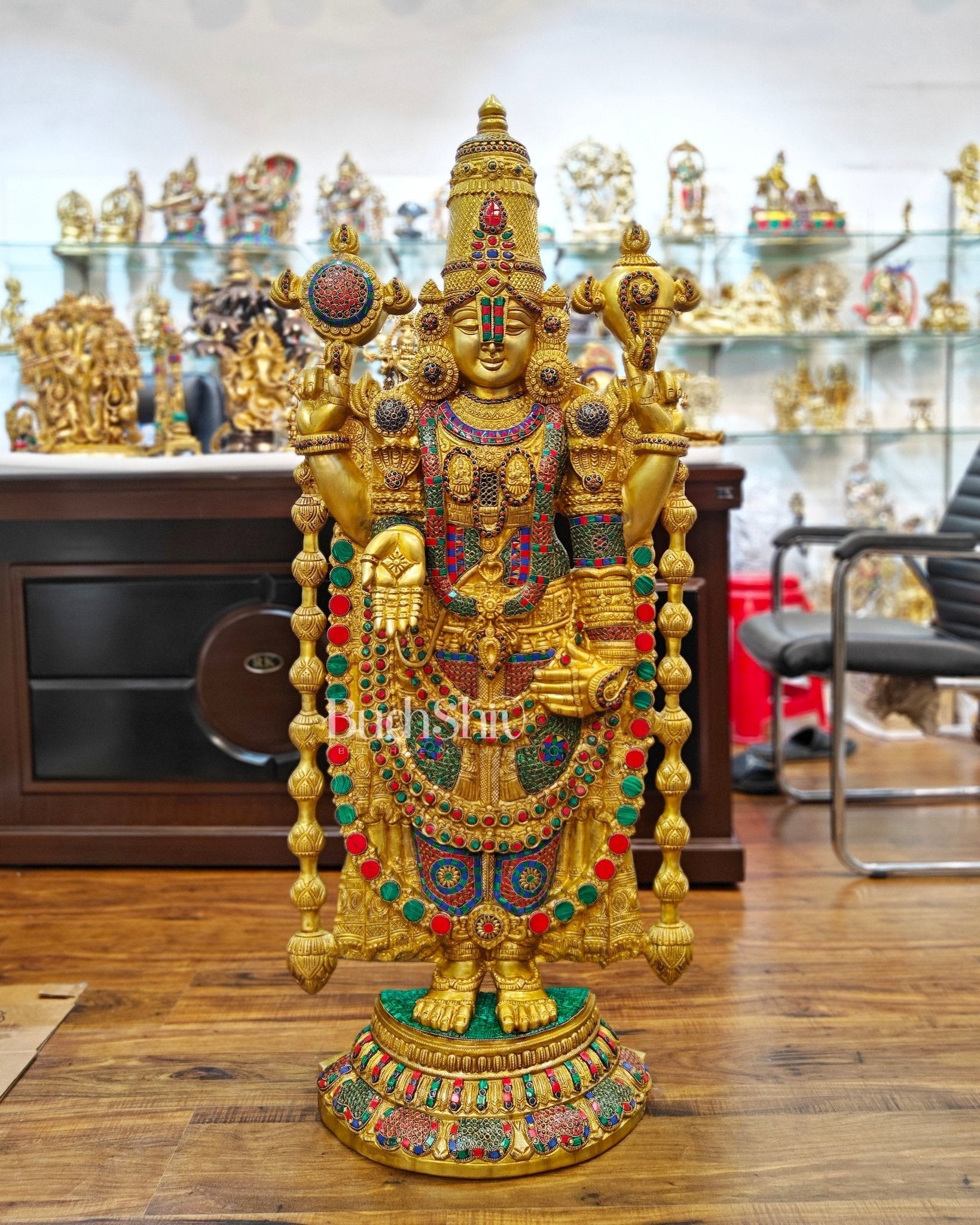 Pure Brass Tirupati Balaji Idol | Lord Venkateshwara's Divine Form | 48 inch