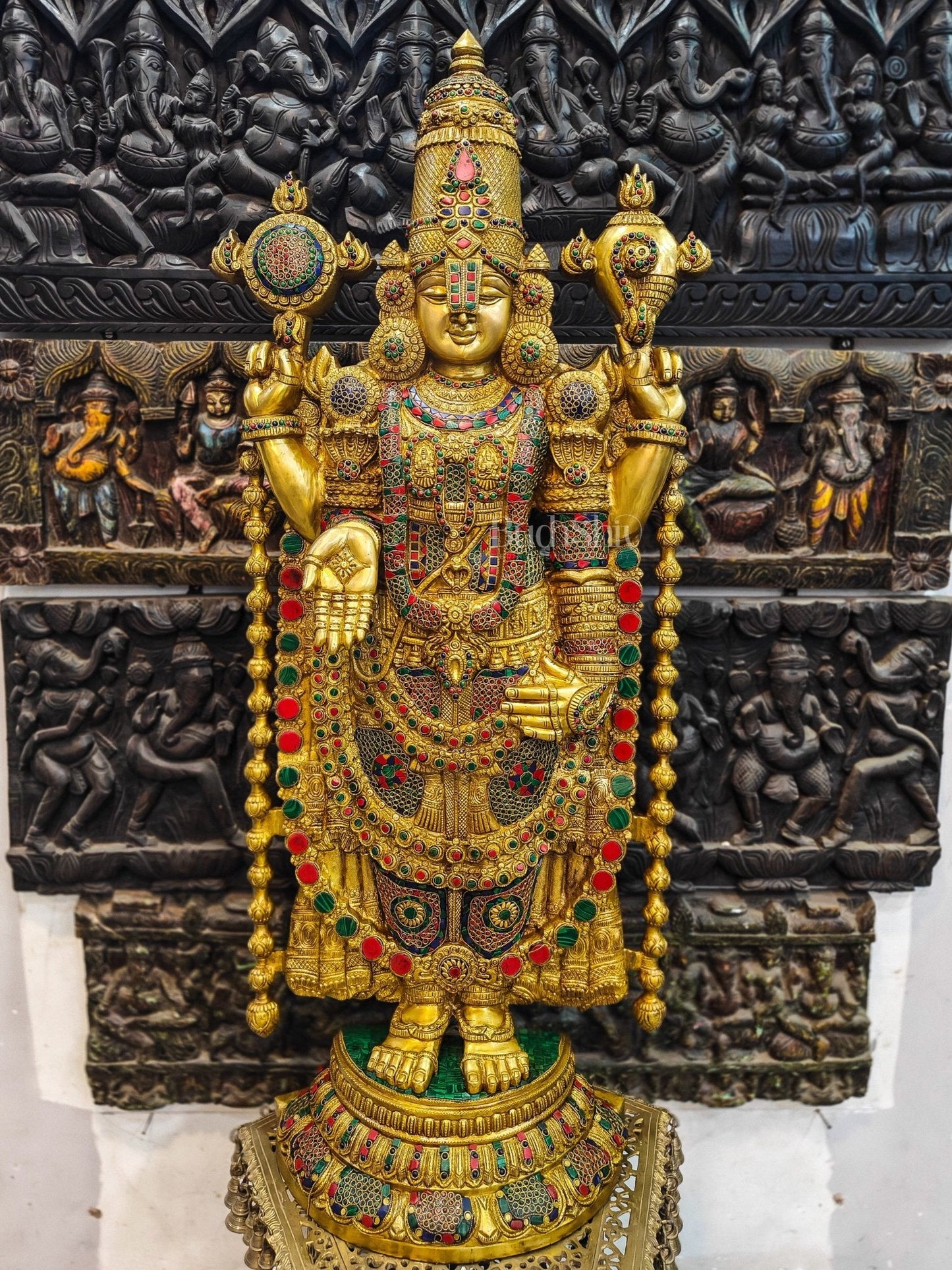 Pure Brass Tirupati Balaji Idol | Lord Venkateshwara's Divine Form | 48 inch