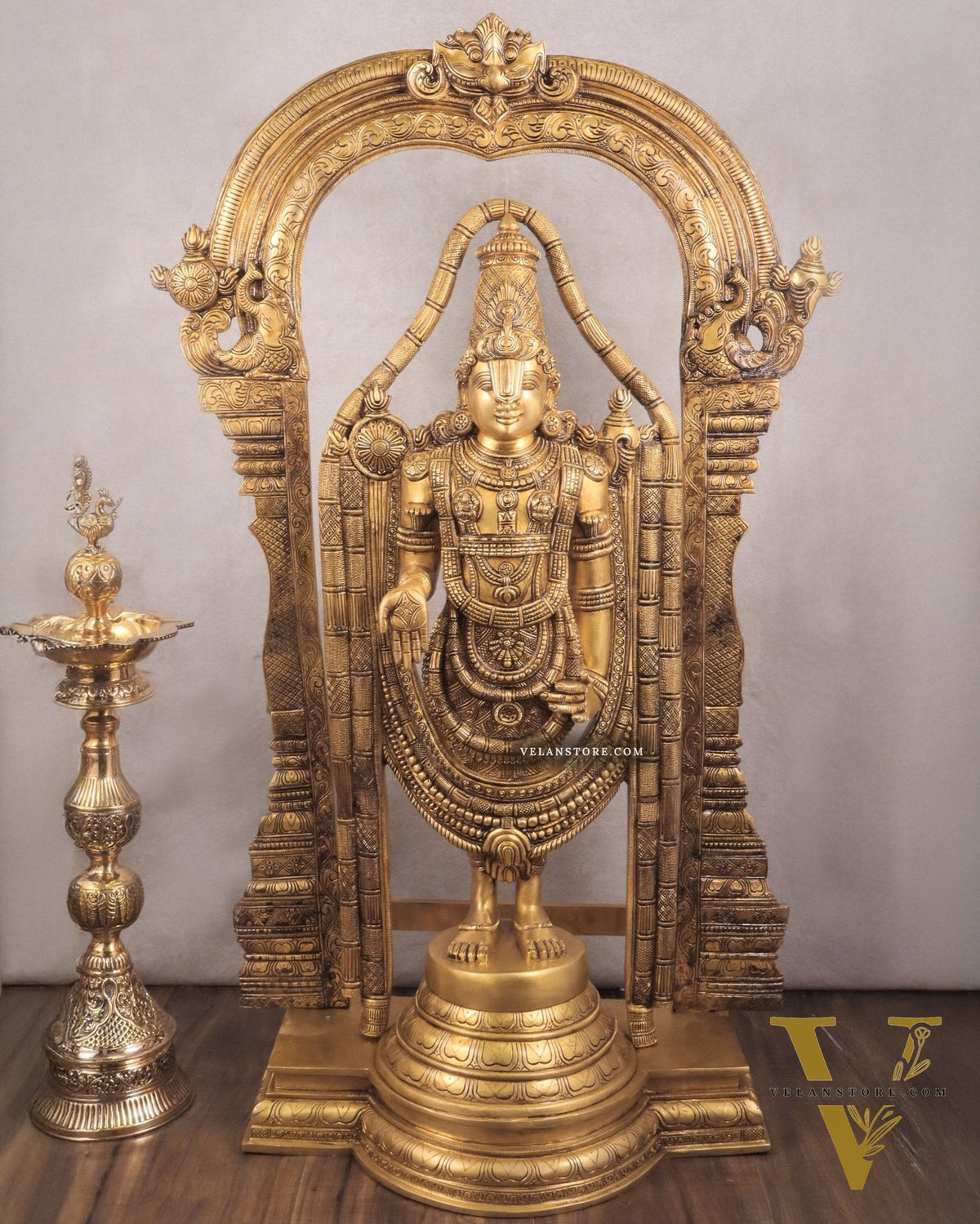 Pure Brass Tirupati Balaji Lord Venkateshwara Statue with Thiruvarchi - 40"