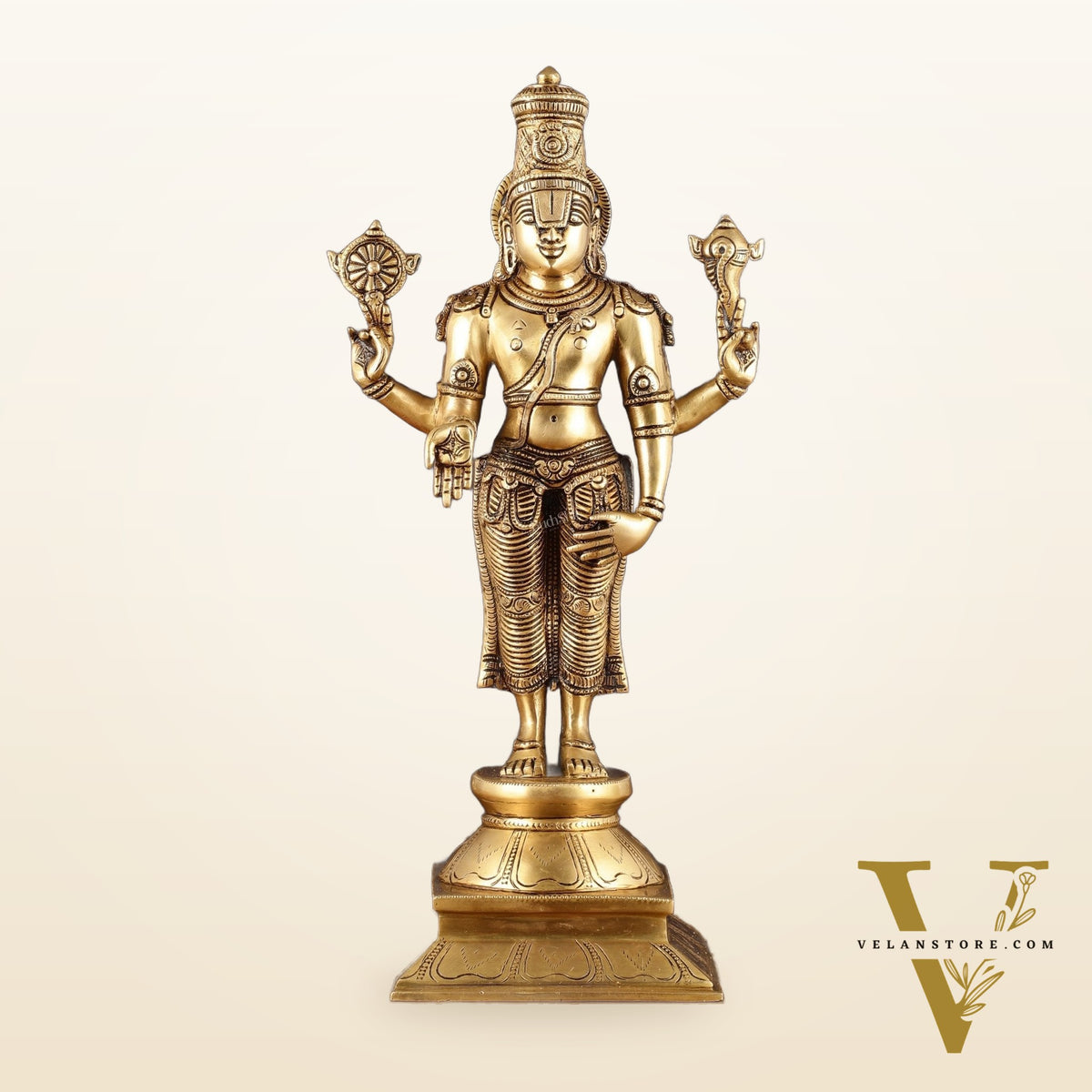 Pure Brass Tirupati Balaji Statue - 19"