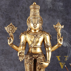 Pure Brass Tirupati Balaji Statue - 19"